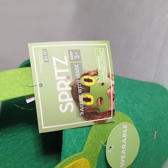 Felt Frog Basket with Wearable Mask Green Easter Spritz Brand NWT - Picture 2 of 7